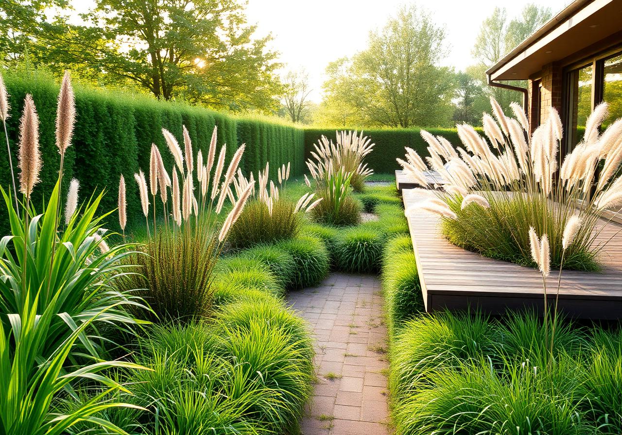 Moderne tuin met siergrassen